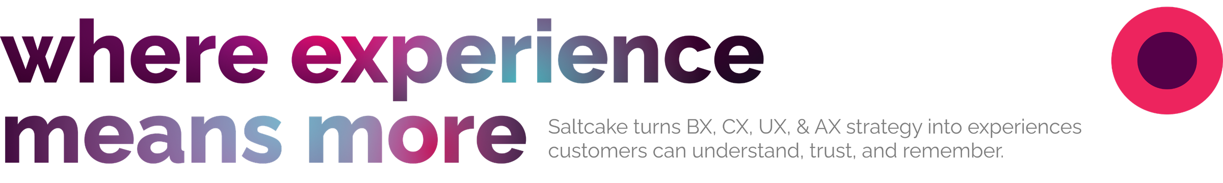 where experience means more — Saltcake turns BX, CX, UX, & AX strategy into experiences customers can understand, trust, and remember.